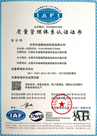 ylg060net永利娱高电线ISO质量管理系统证书